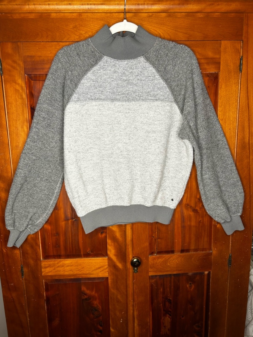 Prana Flint Brook Two-Tone Ribbed Mock Neck Pullover Sweater Colorblock Outdoor
